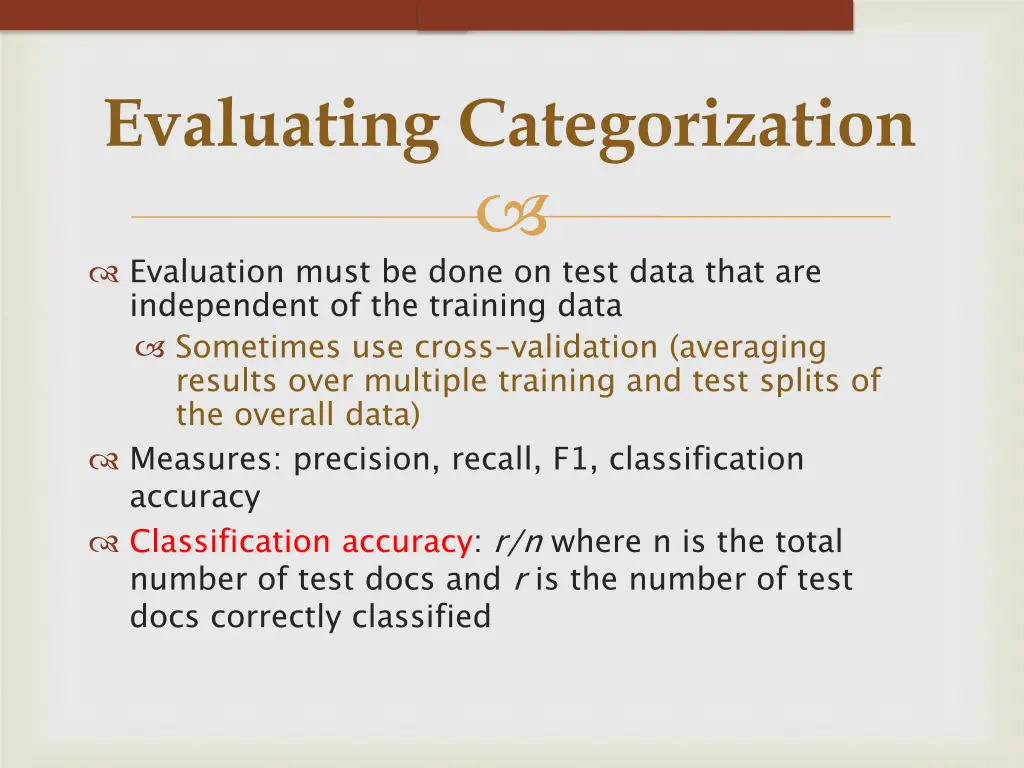 evaluating categorization