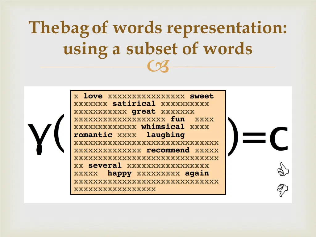the bag of words representation using a subset