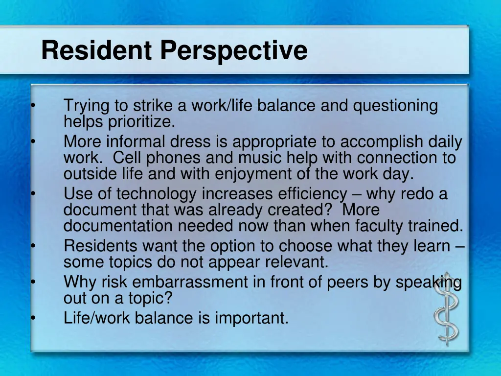resident perspective