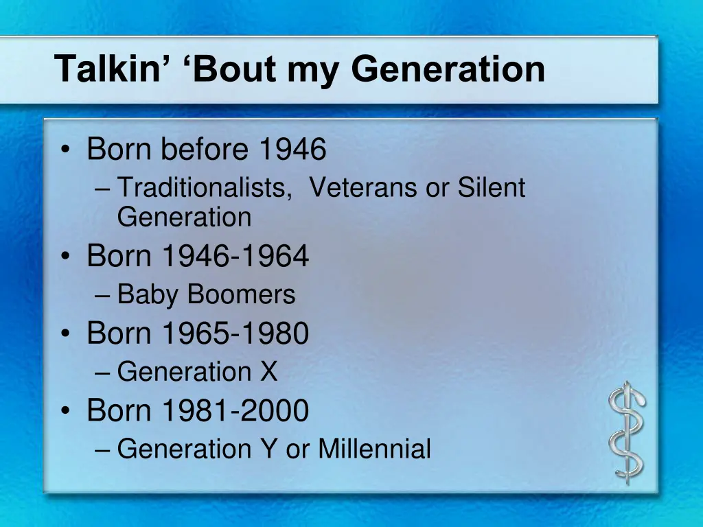 talkin bout my generation