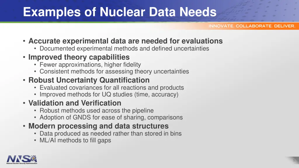 examples of nuclear data needs