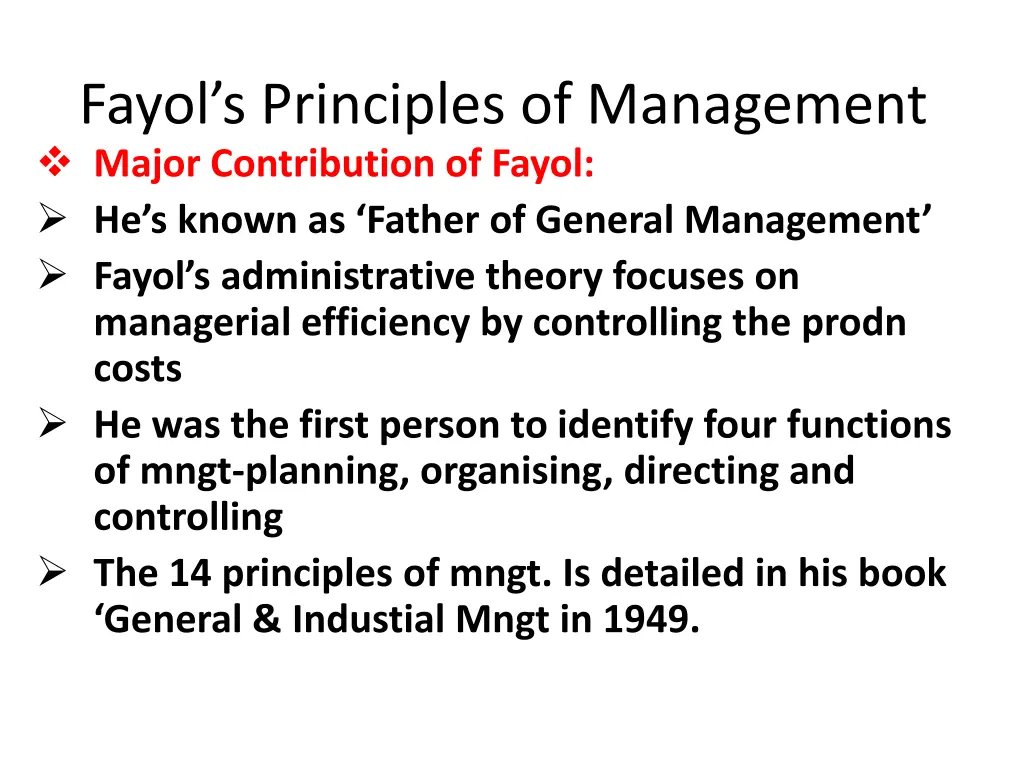 fayol s principles of management major