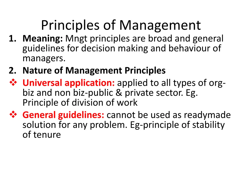 principles of management 1 meaning mngt