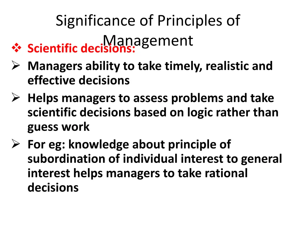 significance of principles of management 1