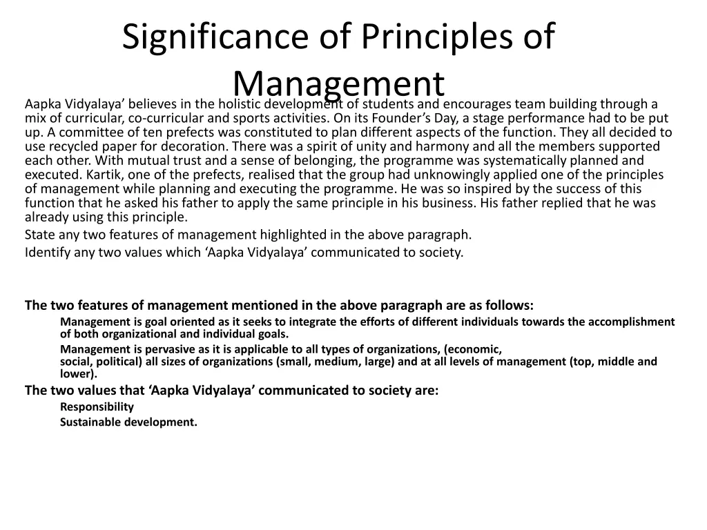 significance of principles of management aapka