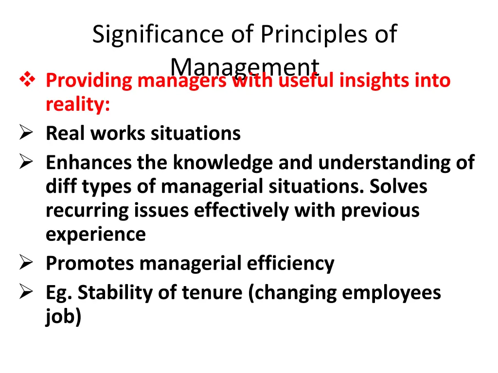 significance of principles of management