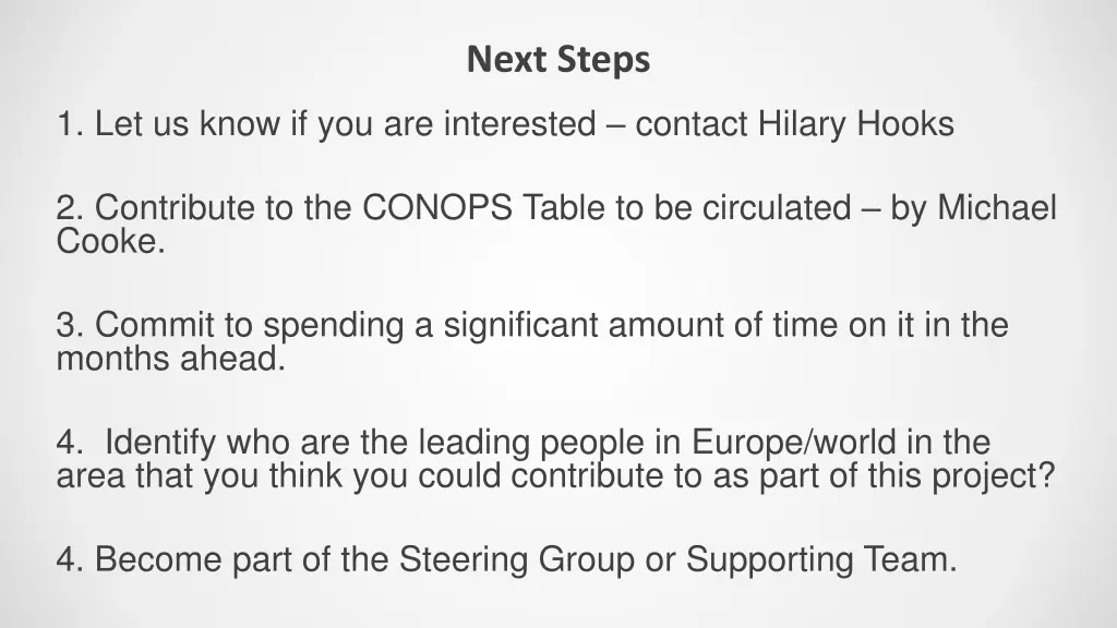 next steps