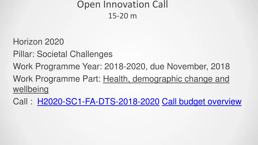 open innovation call 15 20 m