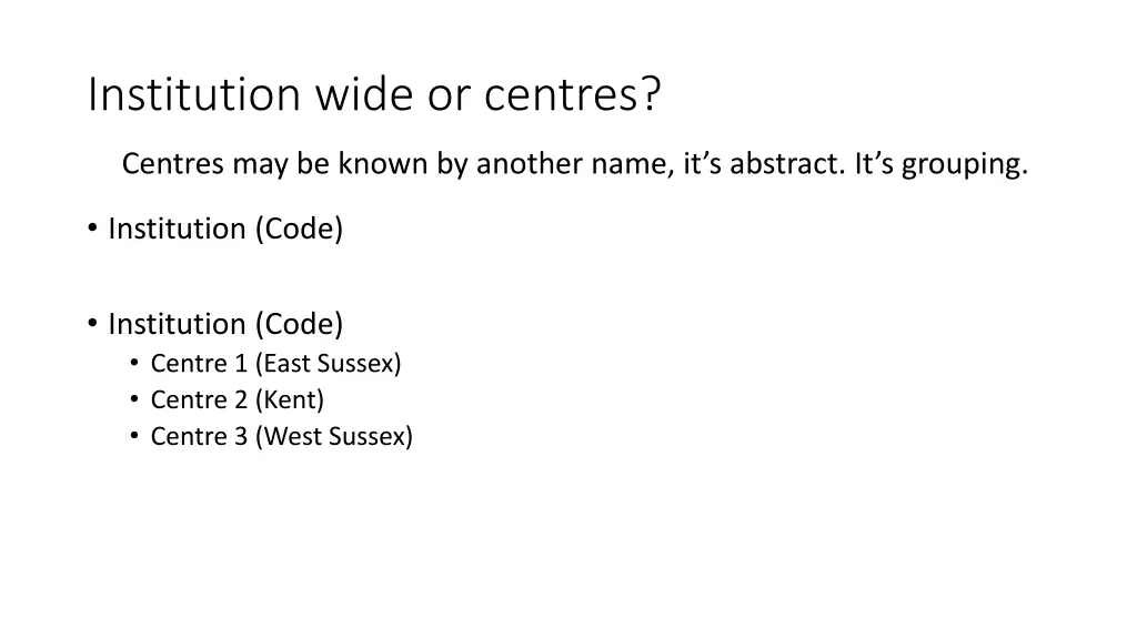 institution wide or centres