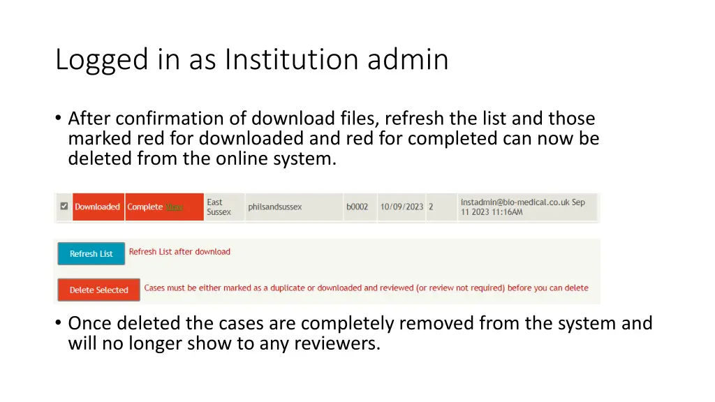 logged in as institution admin 2