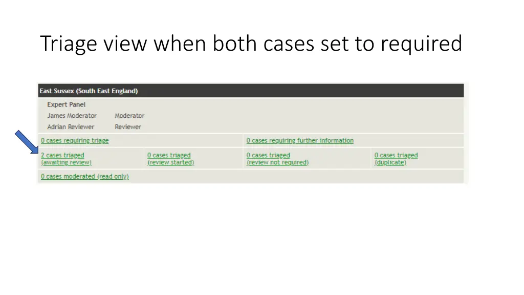 triage view when both cases set to required