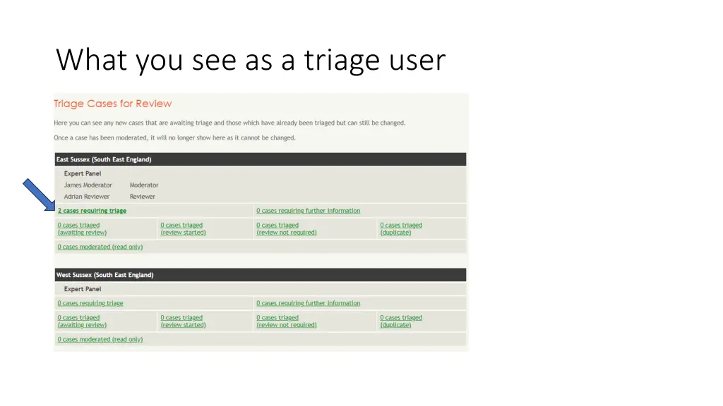 what you see as a triage user