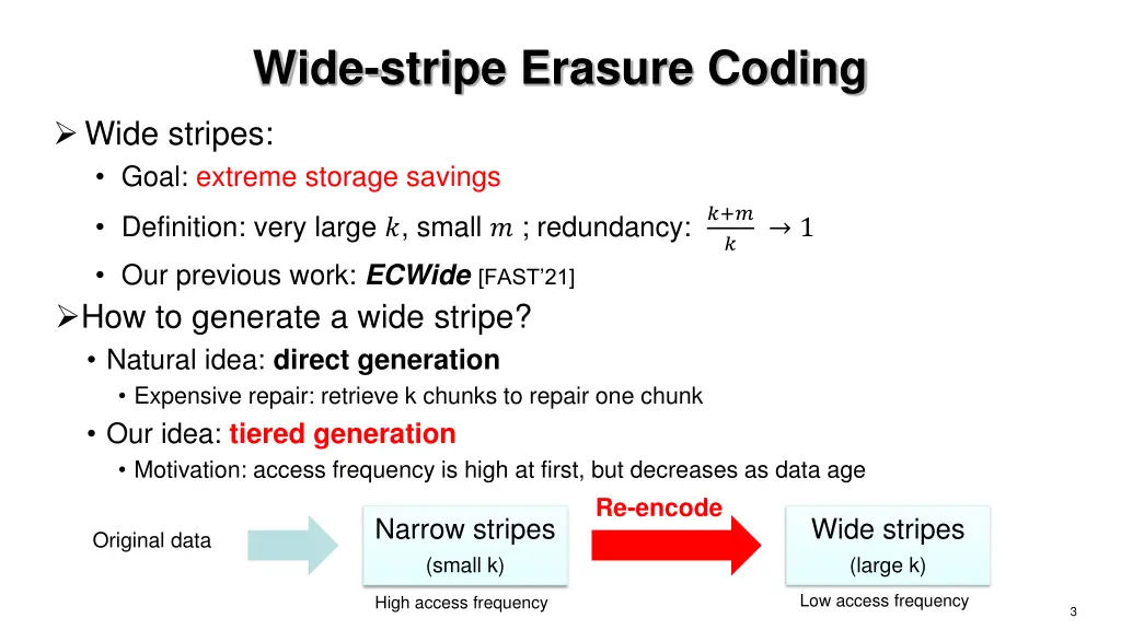 wide stripe erasure coding