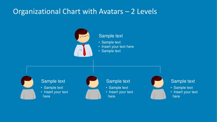 organizational chart with avatars 2 levels
