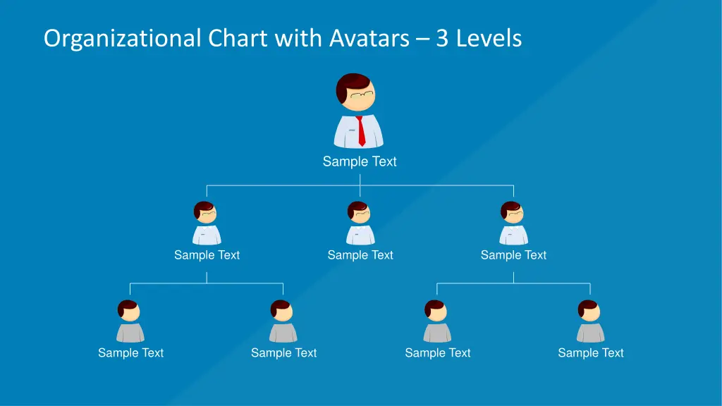 organizational chart with avatars 3 levels 1