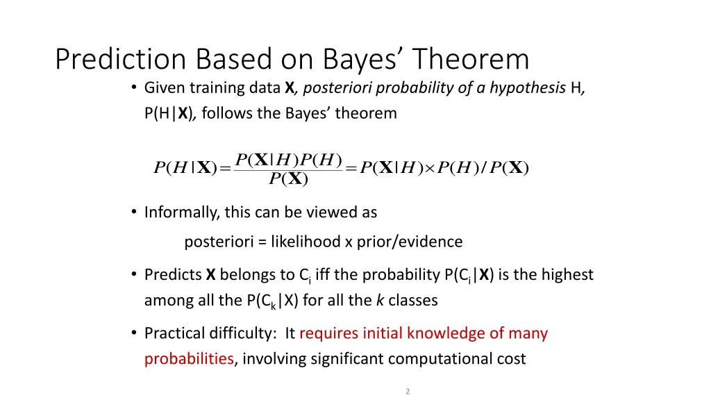 prediction based on bayes theorem