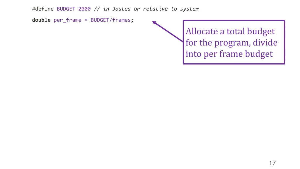 define budget 2000 in joules or relative to system