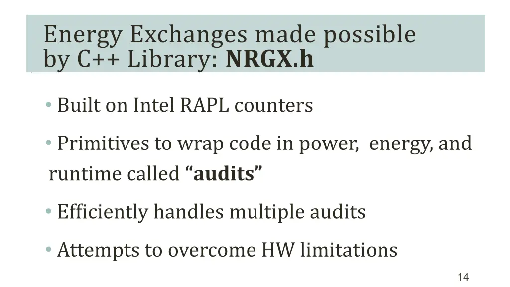 energy exchanges made possible by c library nrgx h