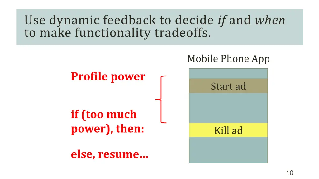use dynamic feedback to decide if and when
