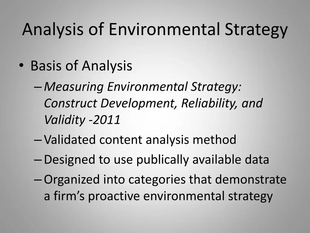 analysis of environmental strategy