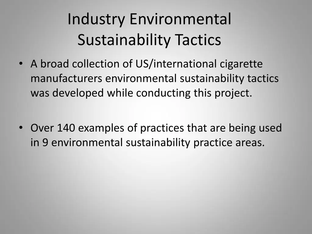 industry environmental sustainability tactics