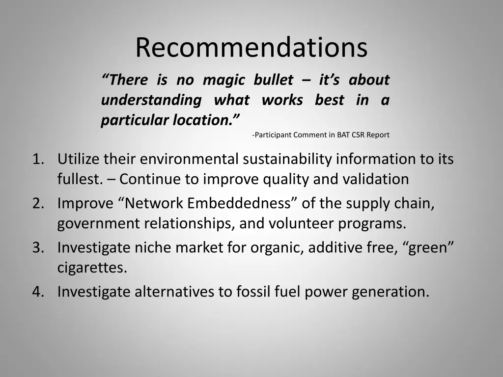 recommendations there is no magic bullet