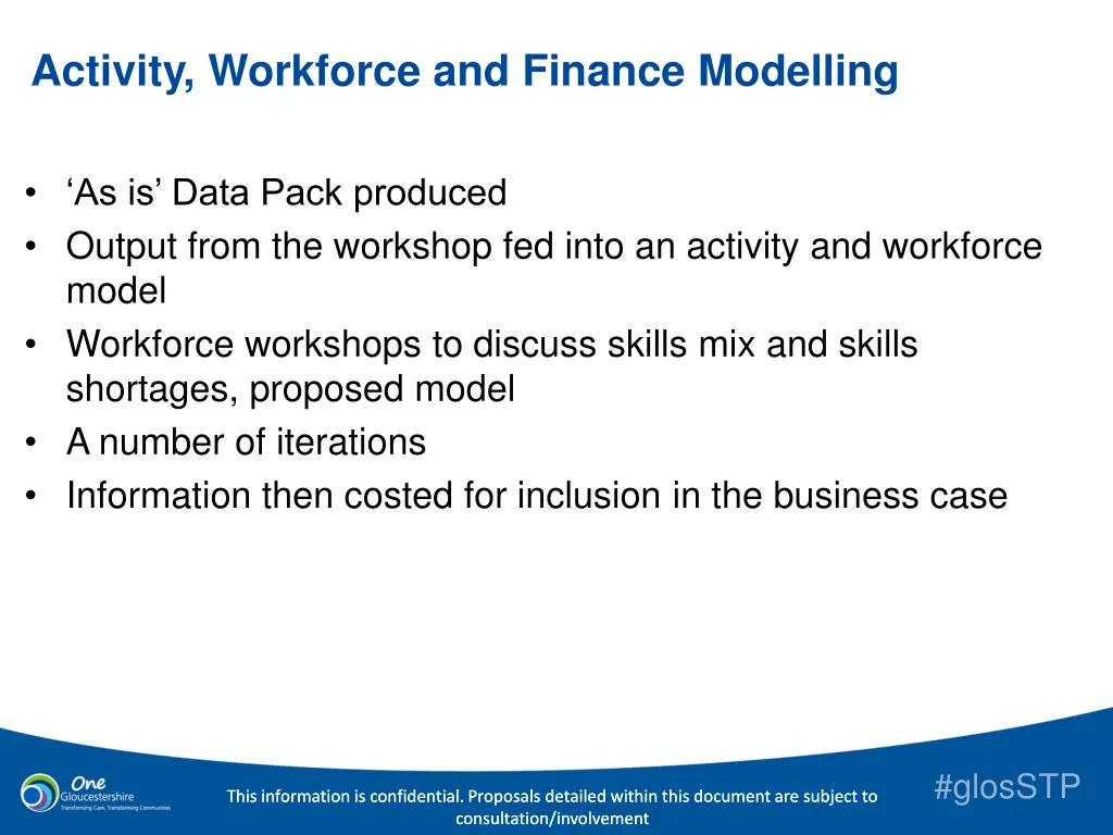 activity workforce and finance modelling