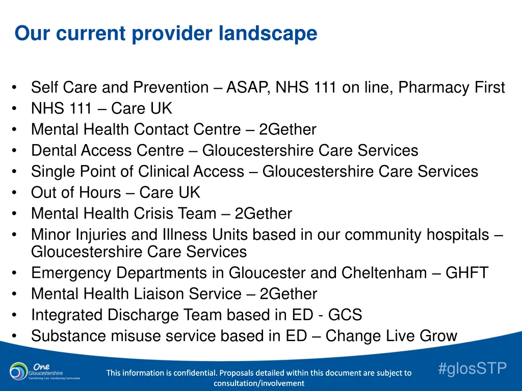 our current provider landscape