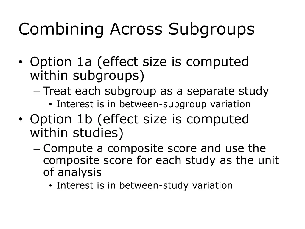 combining across subgroups