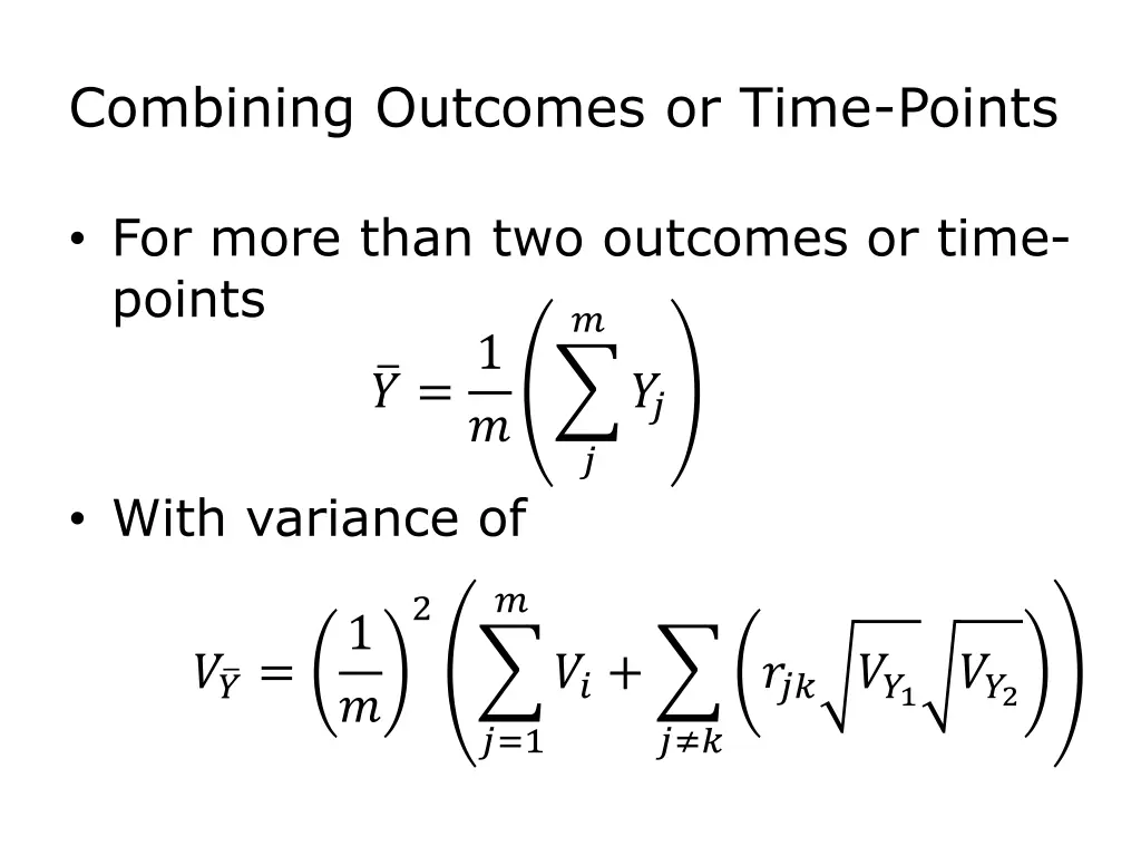combining outcomes or time points 1