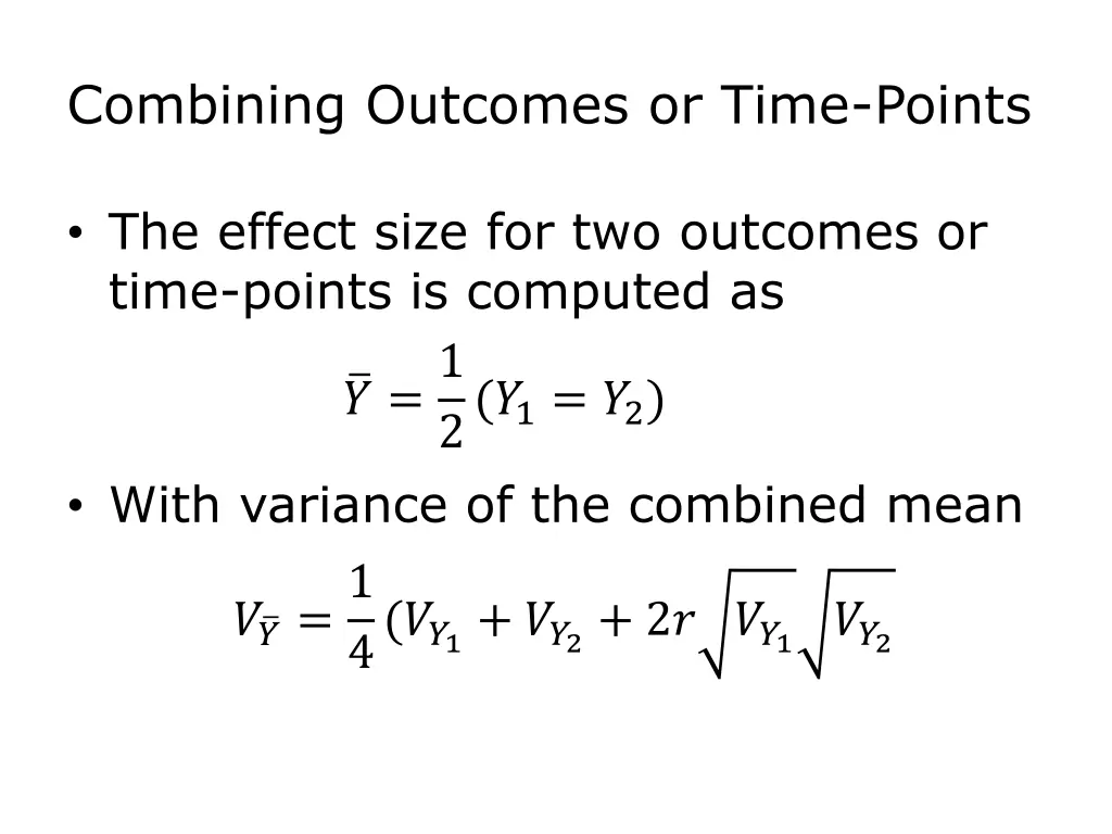 combining outcomes or time points