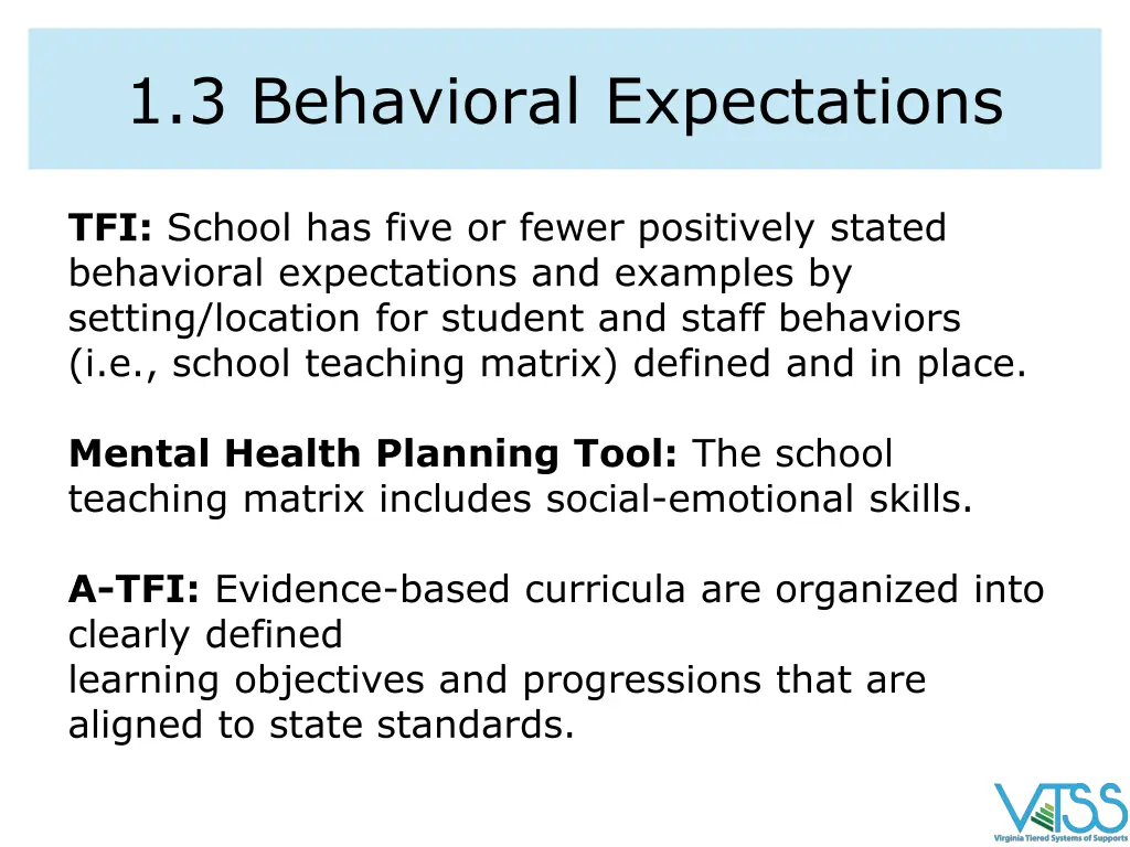 1 3 behavioral expectations
