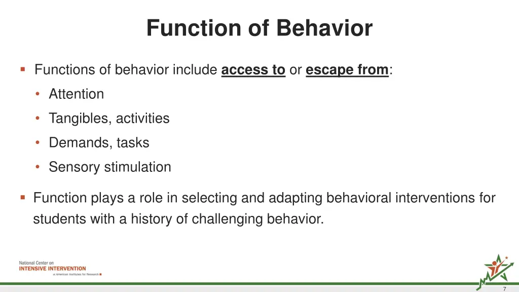 function of behavior