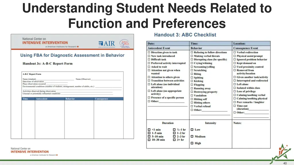 understanding student needs related to function