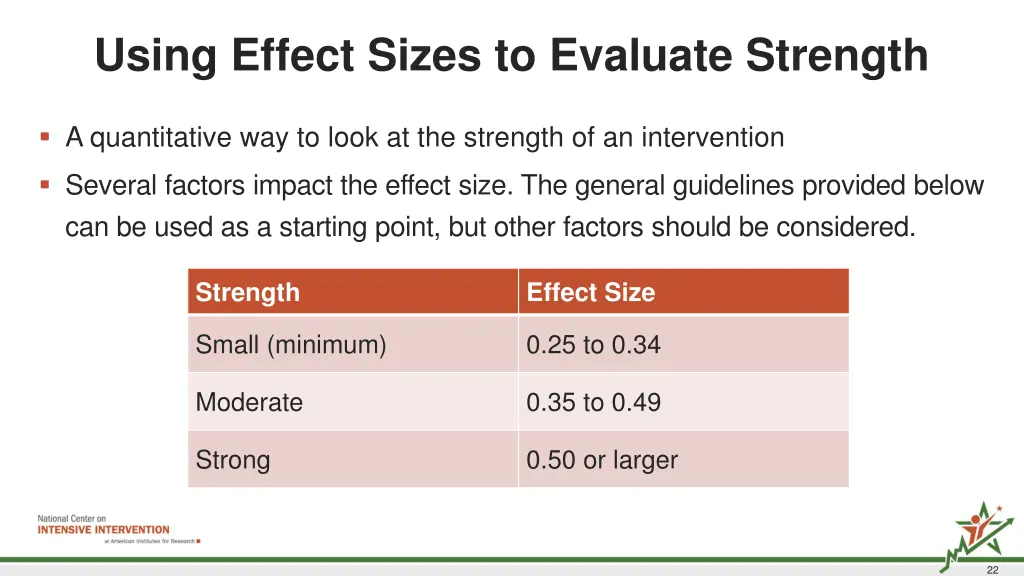 using effect sizes to evaluate strength
