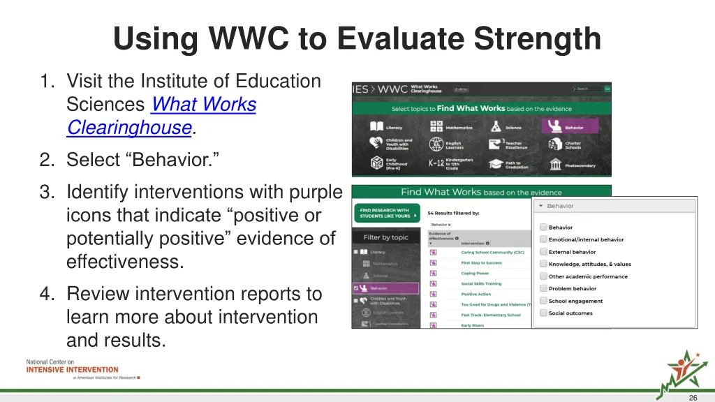 using wwc to evaluate strength