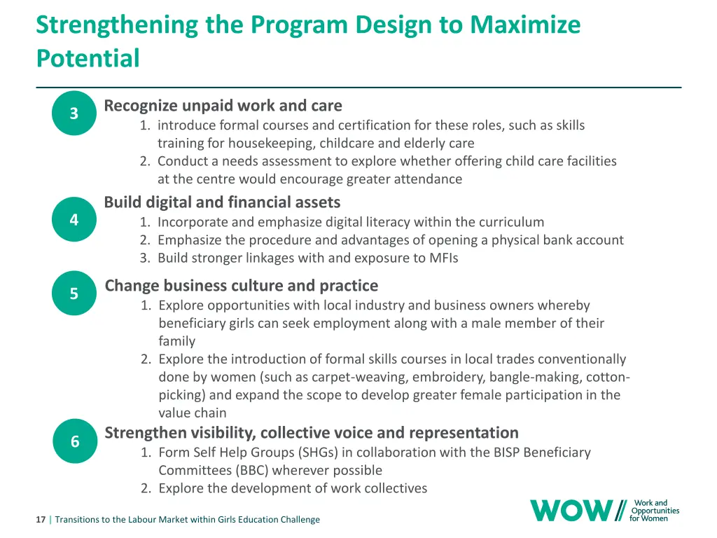 strengthening the program design to maximize 1