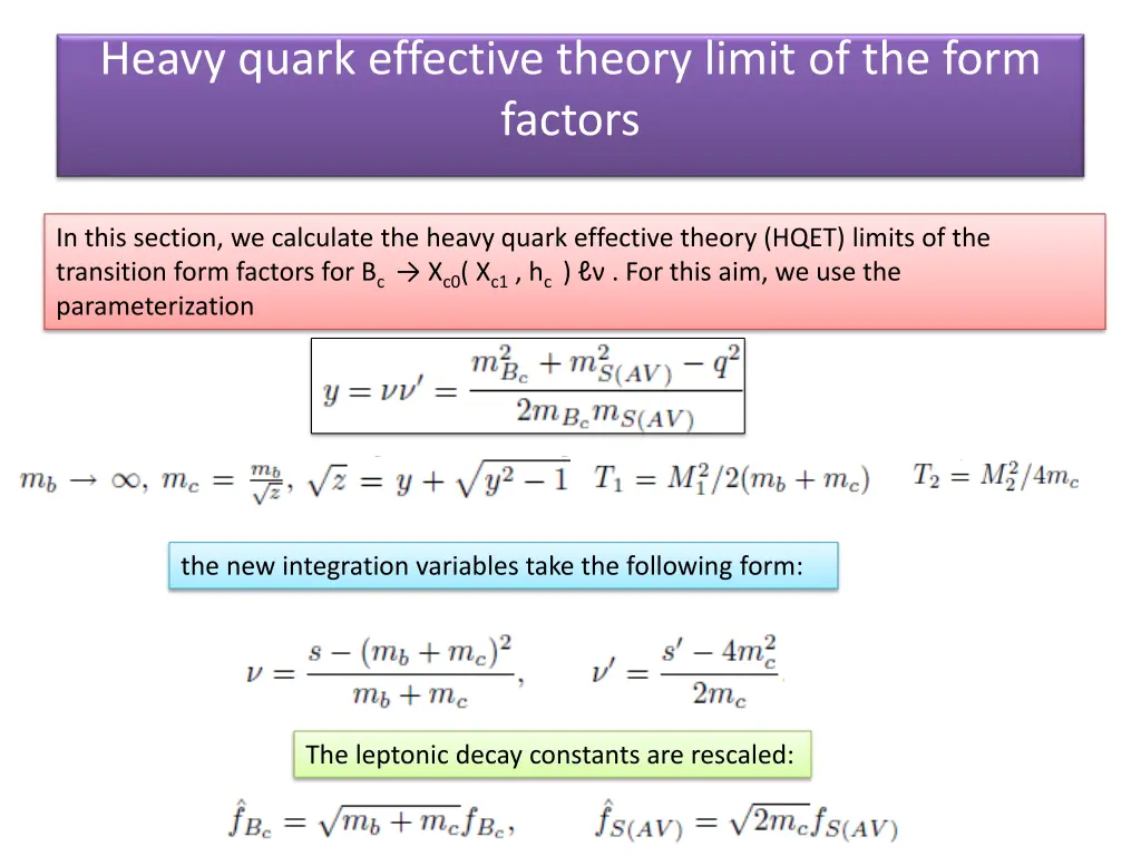 heavy quark effective theory limit of the form