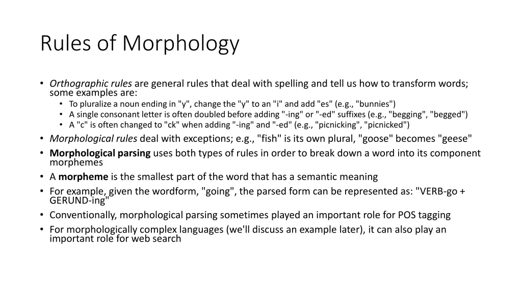 rules of morphology
