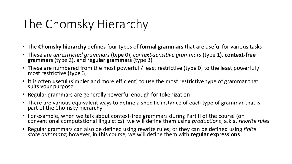 the chomsky hierarchy