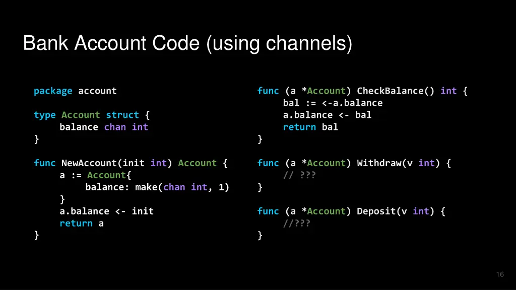 bank account code using channels 2