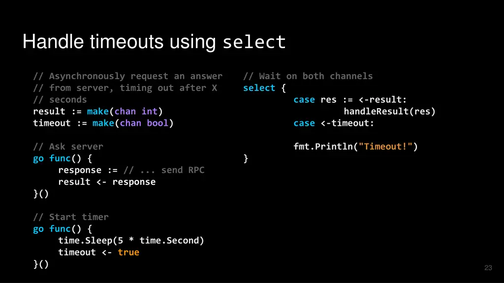 handle timeouts using select