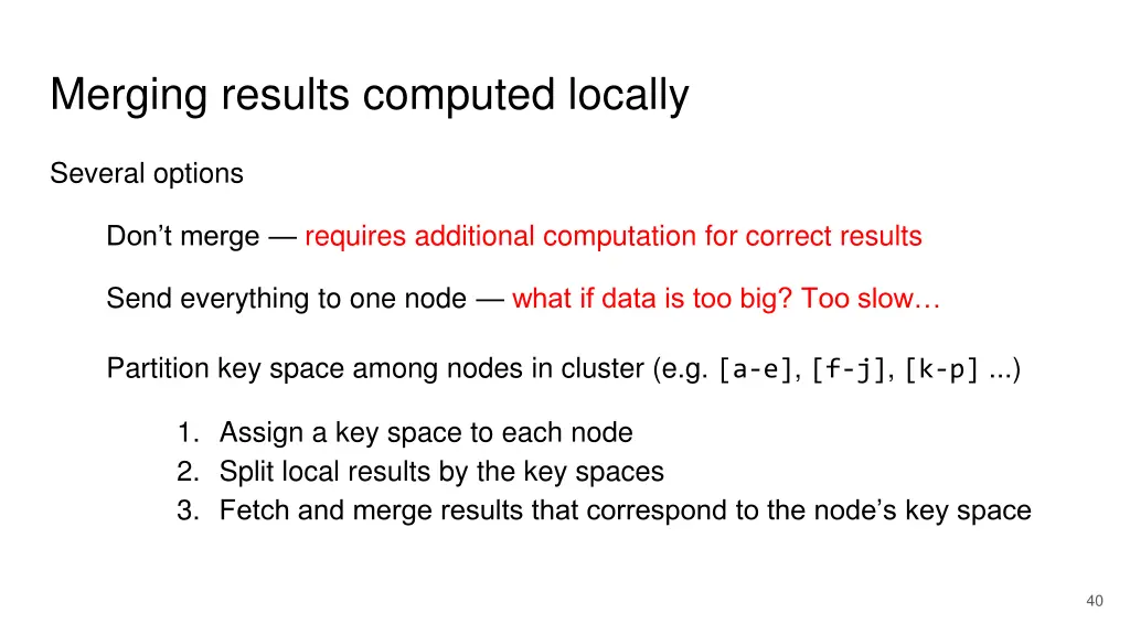 merging results computed locally