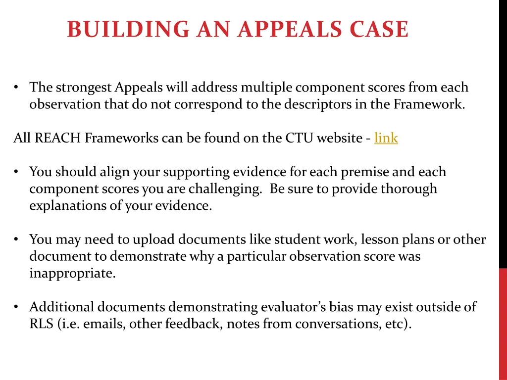 building an appeals case