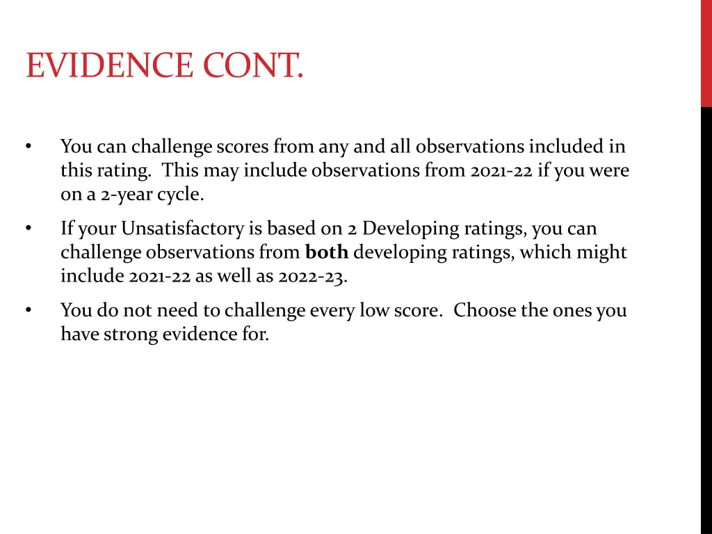 evidence cont