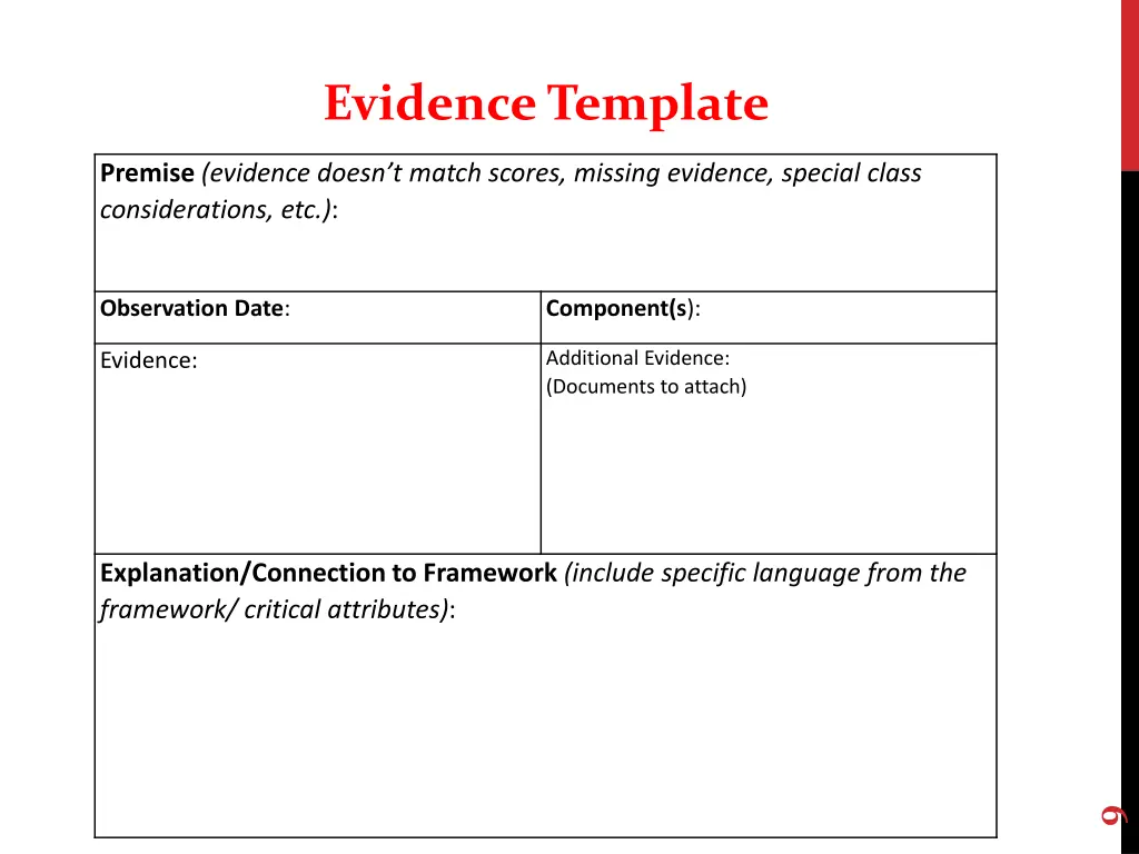 evidence template