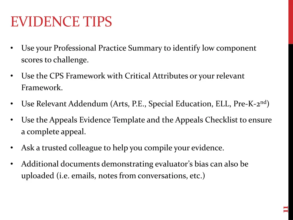 evidence tips