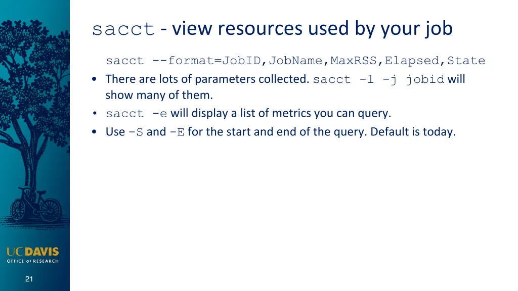 sacct view resources used by your job