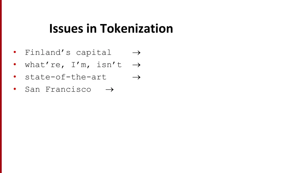 issues in tokenization