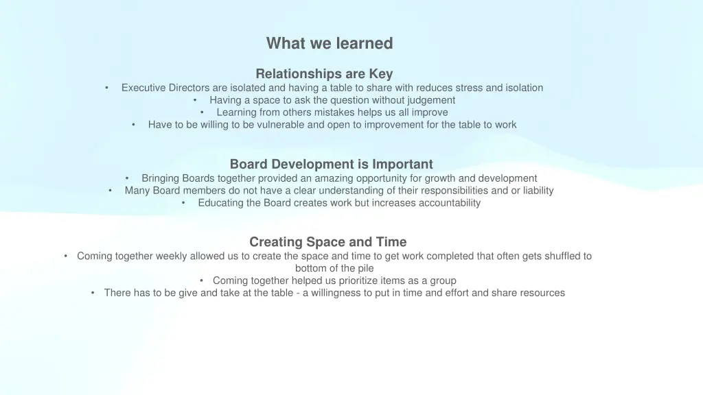 what we learned